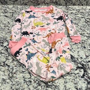 Little Sleepies Dinosaur Print Kids Pajamas - Pink and Multicolor